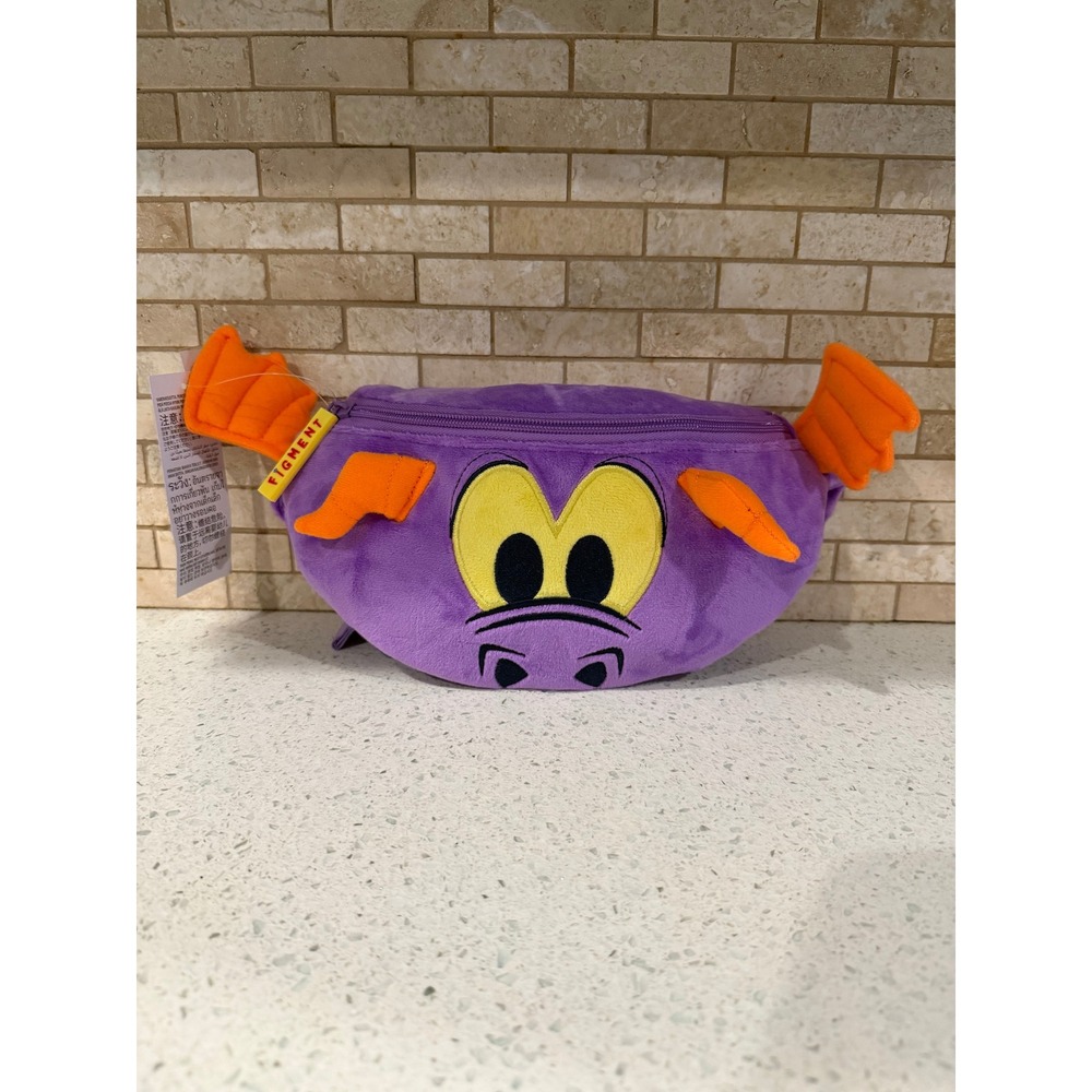 isney Parks Epcot Figment Purple Dragon Plush Fanny Pack Belt Bag